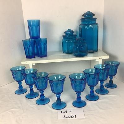 6001 Mid Century  Modern Cobalt Blue Glassware