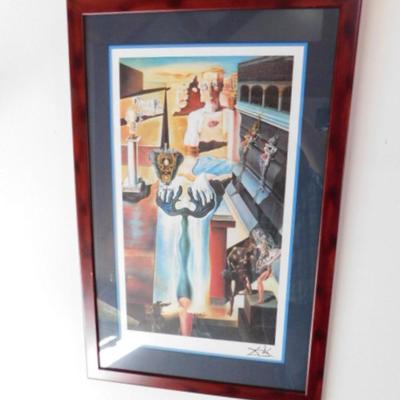 Framed Art Limed Edition Lithograph 'The Invisible Man' 194/500 by Salvador Dali with Notarial Stamp