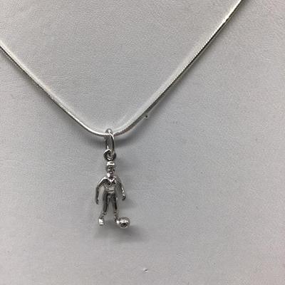 Sterling Silver Pendant with Silver 925 Soccer Necklace