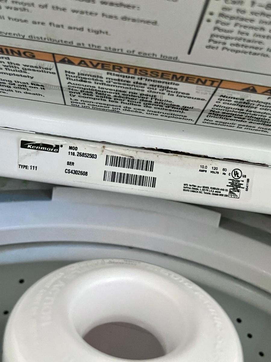 KENMORE 80 Series Washer