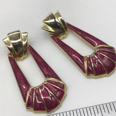 Large Vintage Enamel Door knocker Style Earrings