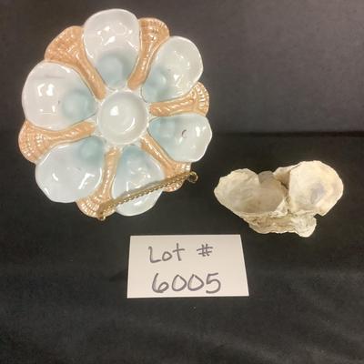 6005 Vintage Oyster Plate and Oyster Shell cluster