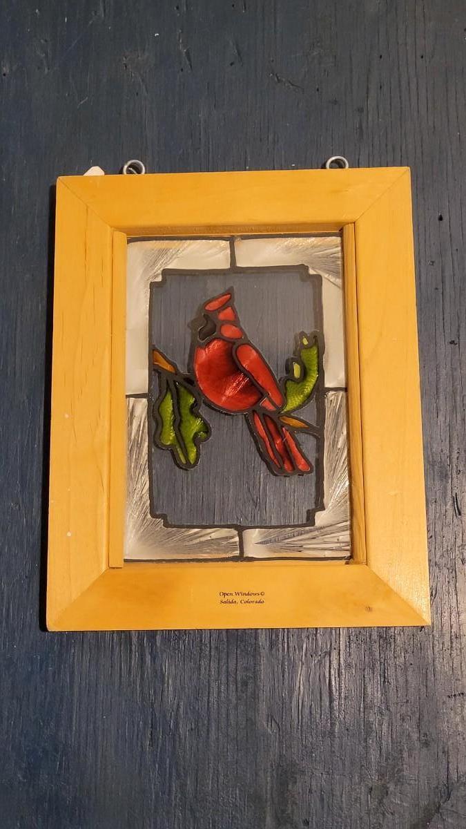 Lot 120 Open Windows Red Bird Stained Glass Window Art