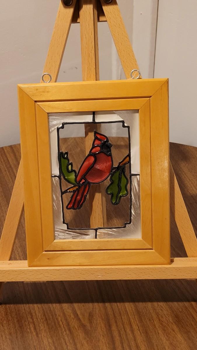 Lot 120 Open Windows Red Bird Stained Glass Window Art