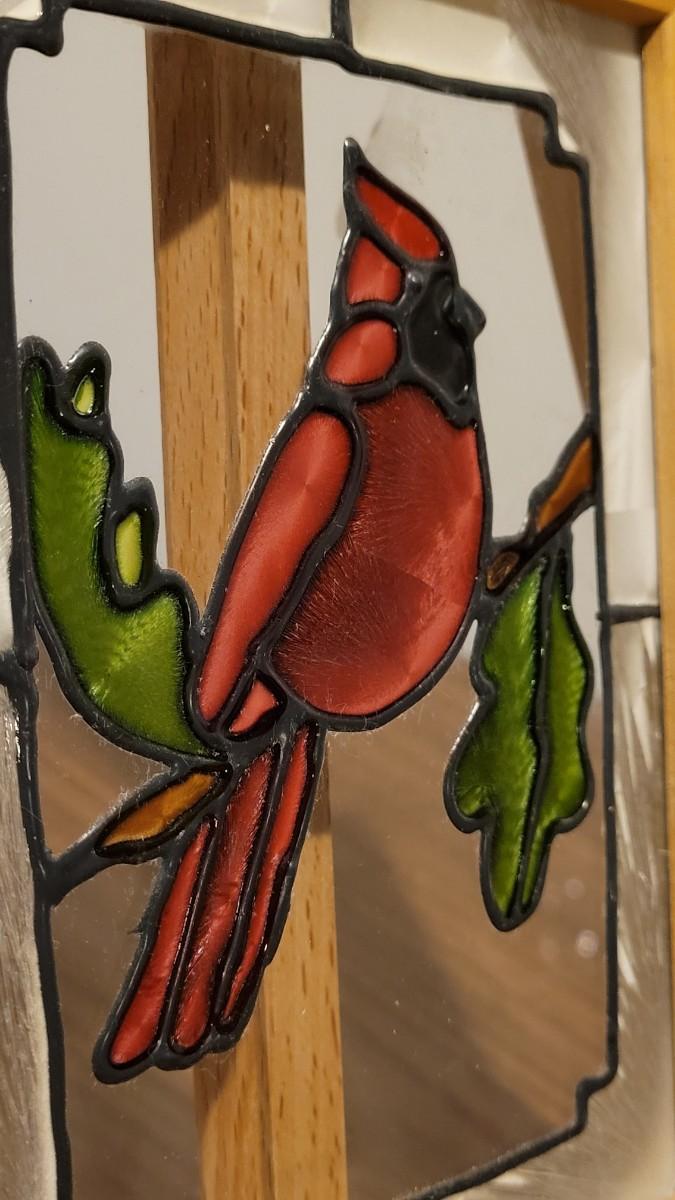 Lot 120 Open Windows Red Bird Stained Glass Window Art