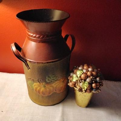 Autumn Decorations -Small Metal Milk Jug With Bonus Decoration