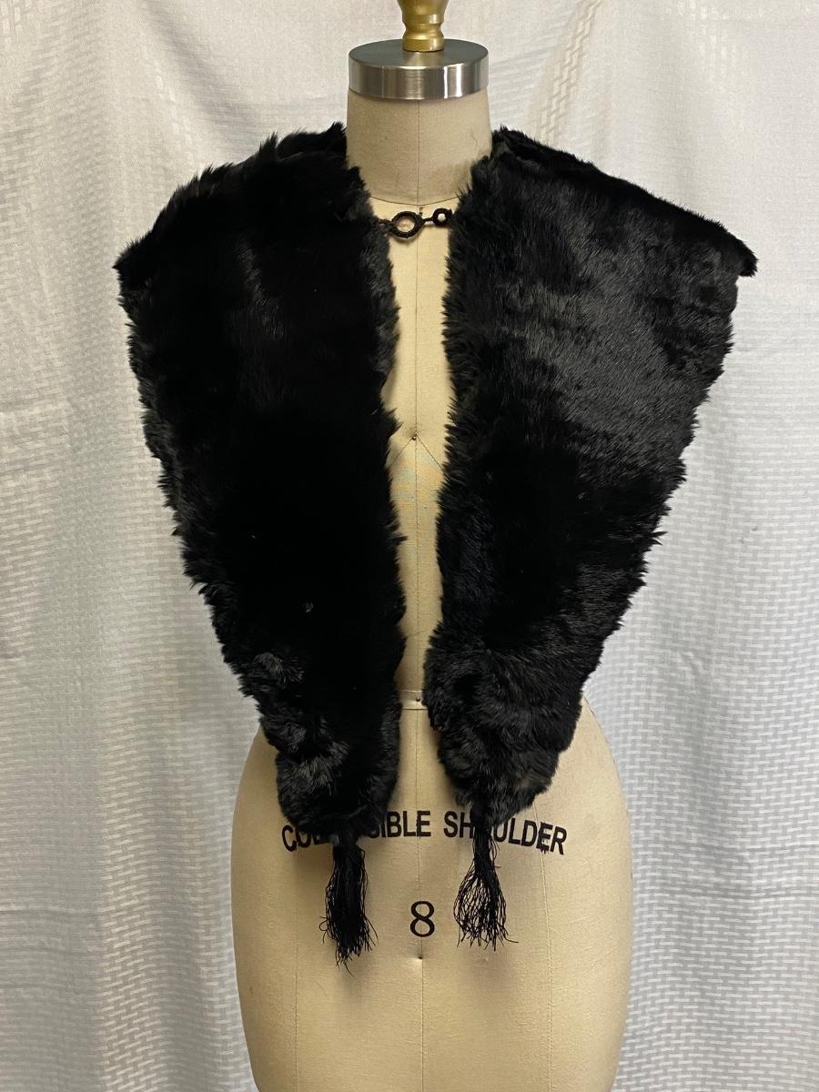 Vintage Black Mink Fox Fur Shoulder Wrap Shrug