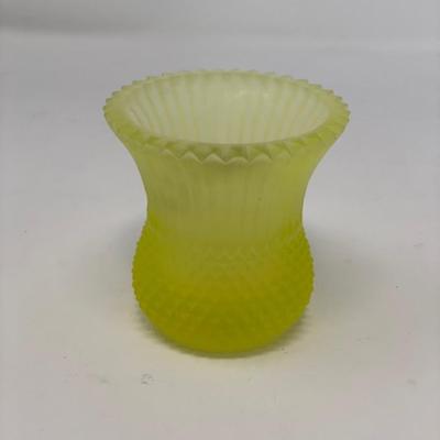 Faroy USA Diamond Point Frosted Yellow Candle Holder 3.5