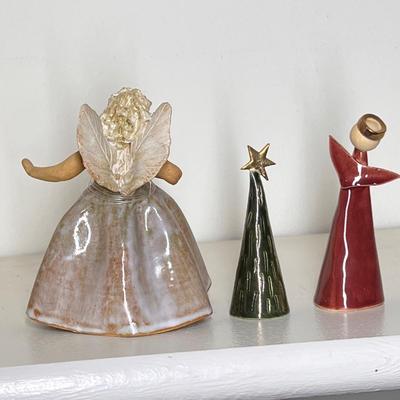 Lot of 3 Ceramic Christmas Figurines. Angel Tree