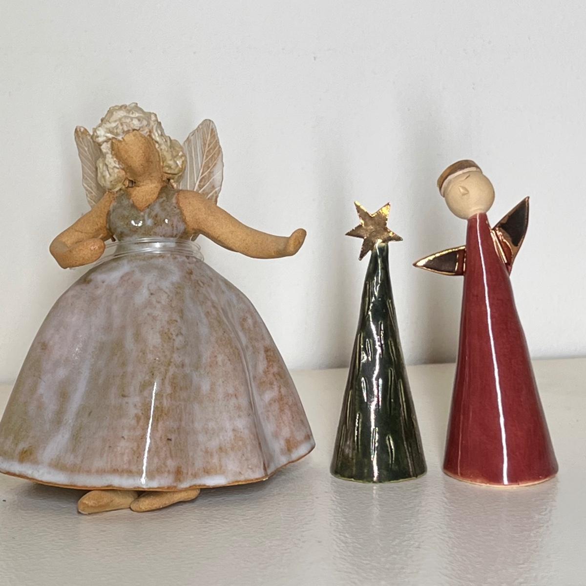 Lot of 3 Ceramic Christmas Figurines. Angel Tree | EstateSales.org