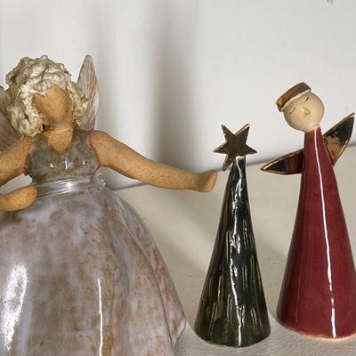 Lot of 3 Ceramic Christmas Figurines. Angel Tree