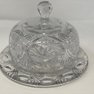 Brilliant Cut Crystal Domed Covered Cheese or Cake Plate 10.5