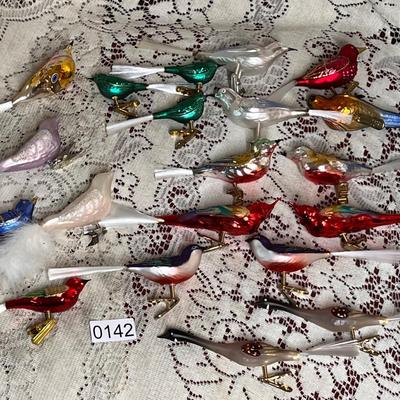 Lot of 20 Glass Christmas Bird Clip Ornaments