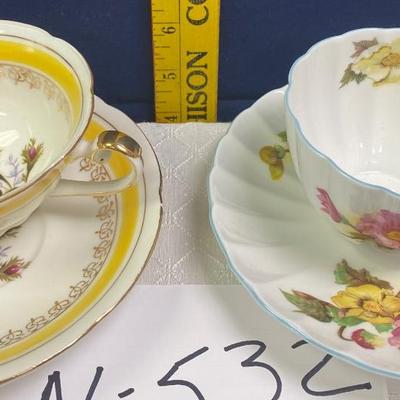 2 Tea Cups and Saucers