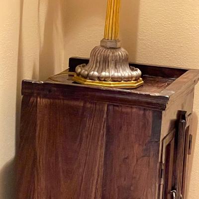 Two Vintage Slatted End Tables with Storage