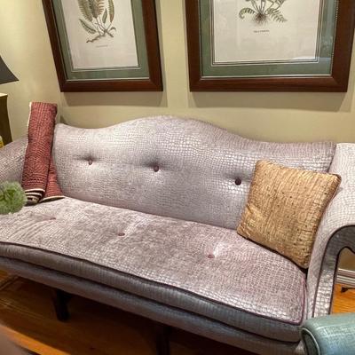 Gorgeous Camelback Vintage Crushed Velvet Couch