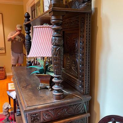 Exquisite 19th Century Hand Carved Court Cupboard
