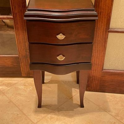 Vintage Solid Wood Two Drawer End Table