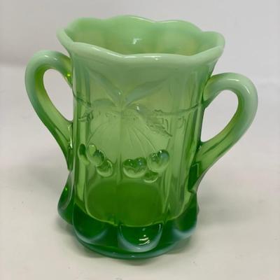 Mooser (Ohio) Cherry Thumbprint Gren Opalescent Utensil Holder