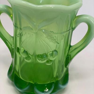 Mooser (Ohio) Cherry Thumbprint Gren Opalescent Utensil Holder