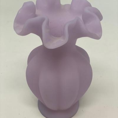 Fenton Custard Glass Melon Vase w/Ruffled Rim