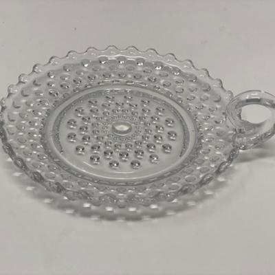 Clear Hobnail Relish Dish 6"
