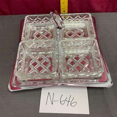 Vintage silver serving tray with handle