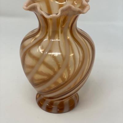 Fenton Caneo Opalescent Spiral Optice Pattern Vase 6.75"