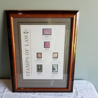 Framed and matted Stamps of Law