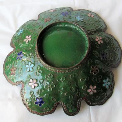 Pretty Old Cloisonne Enamel Fancy Bowl, Butterfly and Floral Theme