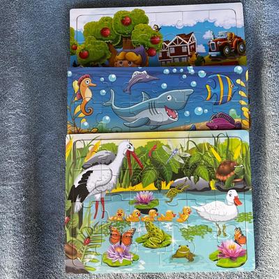 3 cardboard puzzles