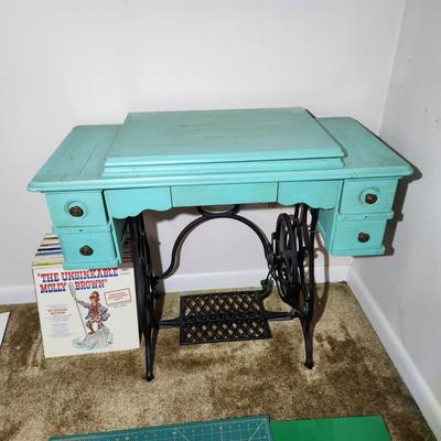 Painted Treadle Sewing Machine Cabinet