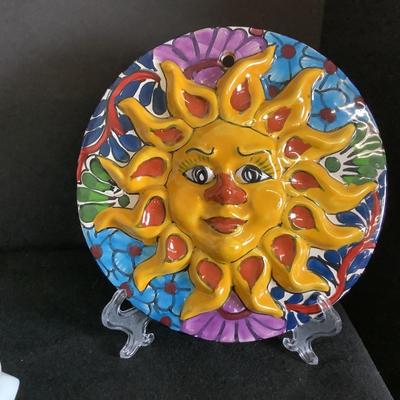 Lot. 6034. Dela-ware Hand Colored Enamel 10â€ Pot, Delano Studios, Mrs. Rabbit & Family  / Mexicans Talavera Terracotta Pottery SunFace...