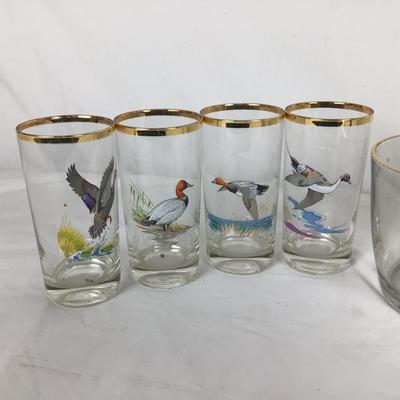 Lot. 6036. Lot of Ned Smith Waterfowl Glasses and Ice Bucket