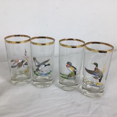 Lot. 6036. Lot of Ned Smith Waterfowl Glasses and Ice Bucket