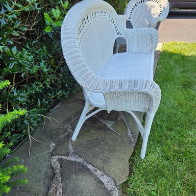 Vintage Wicker Chair and Loveseat