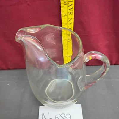 Vintage clear glass, ice lip pitcher