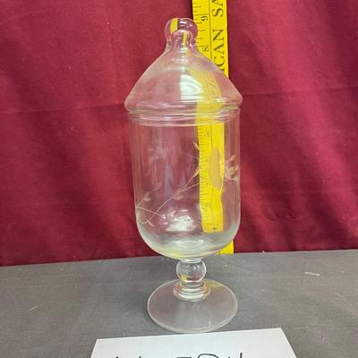 Princess House heritage pedestal stemmed etched crystal glass candy jar