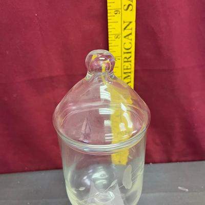 Princess House heritage pedestal stemmed etched crystal glass candy jar