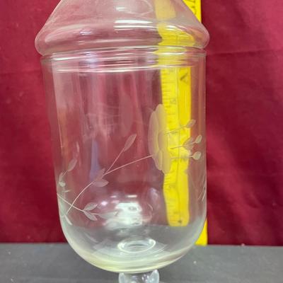 Princess House heritage pedestal stemmed etched crystal glass candy jar