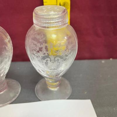 Clear Fostoria Arcade footed salt & pepper