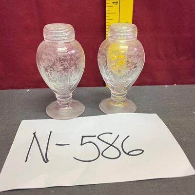 Clear Fostoria Arcade footed salt & pepper