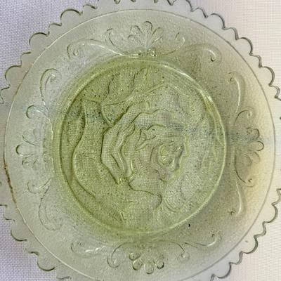 BEAUTIFUL MINT GREEN ROSE FLORAL EMBOSEED COLLECTABLE PLATE