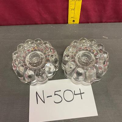 Retro flower shaped glass candlestick holders