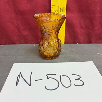 Amber crystal cut glass toothpick holder