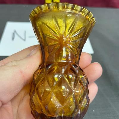 Amber crystal cut glass toothpick holder