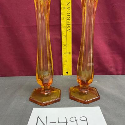 Pair of amber glass vases