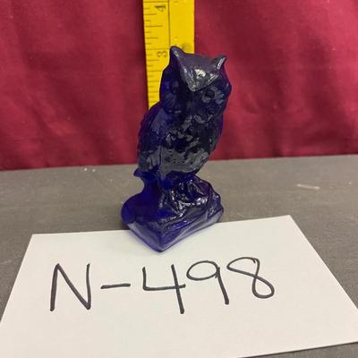 Vintage Degehart glass cobalt wide owl