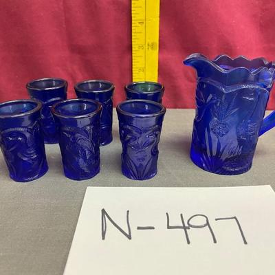 Vintage children cobalt beverage set