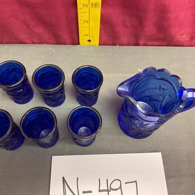 Vintage children cobalt beverage set